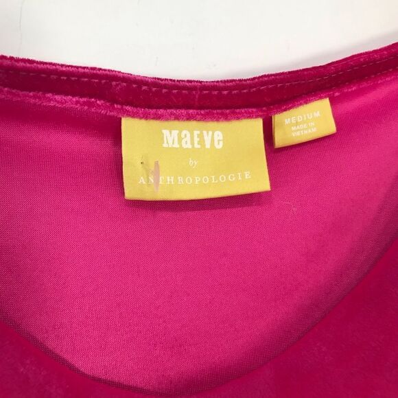 Anthropologie Maeve Vibrant Pink Velvet Tank Top with Semi Sheer Hemline - Picture 13 of 13